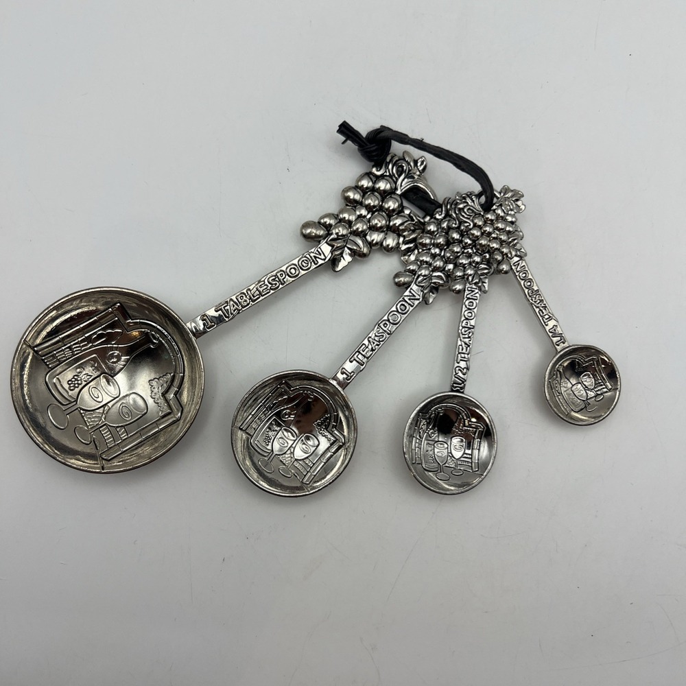 Ganz 4 piece Measuring Spoon Set Wine Grapes Stainless Steel